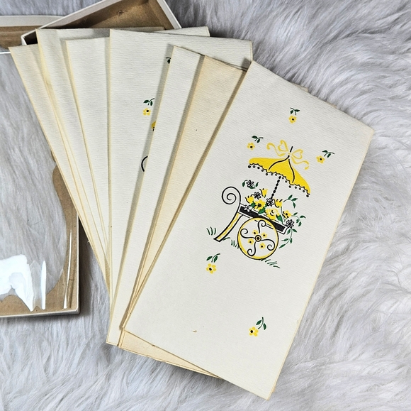 Vintage 60s Ephemera Paper Napkins Towelettes Yellow Spring Floral Easter Set 7 - Picture 2 of 4